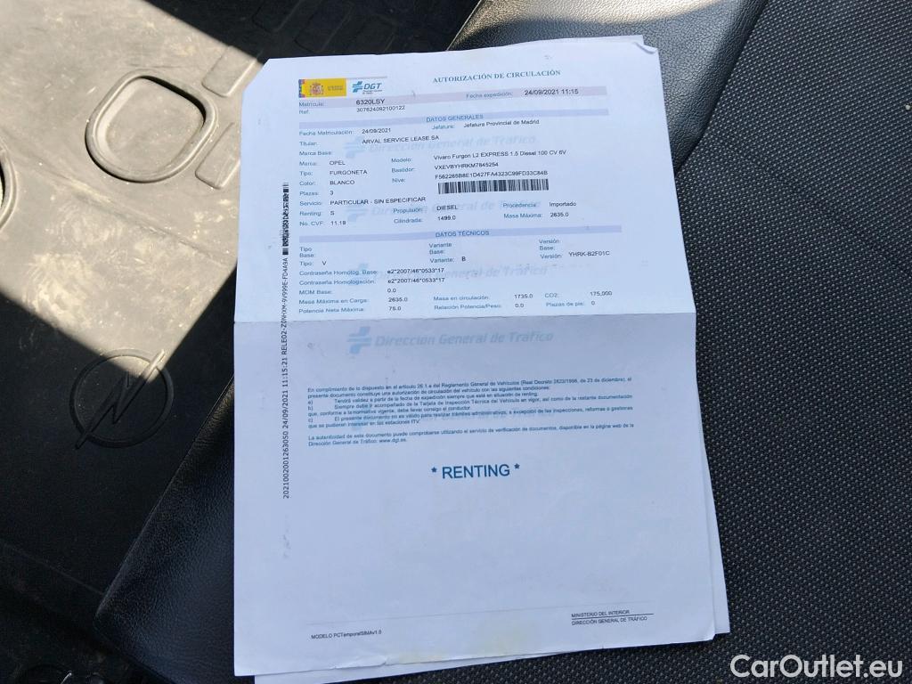  Opel  Vivaro OPEL  / 2019 / 4P / furgón 1.5 Diésel 74kW (100CV) S Inc. Express #35