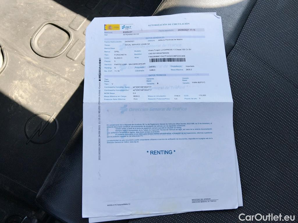  Opel  Vivaro OPEL  / 2019 / 4P / furgón 1.5 Diésel 74kW (100CV) S Inc. Express #36