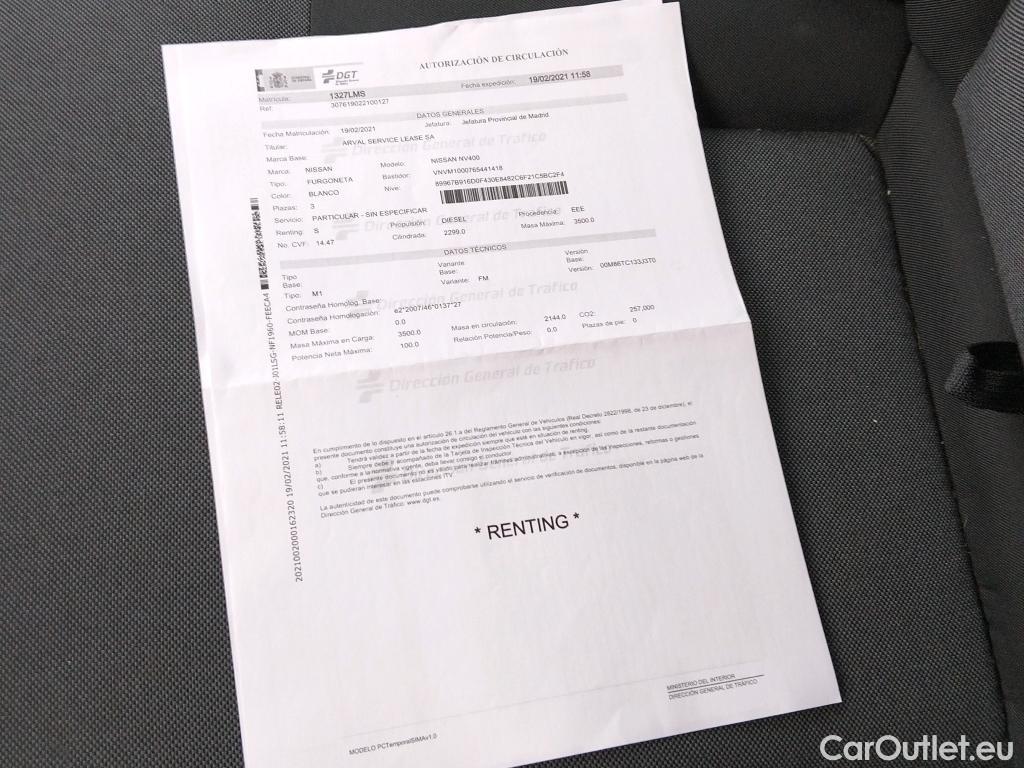  Nissan  NV400 NISSAN  / 2011 / 4P / furgón L3H2 3,5T 2.3dCi 99kW FWD Comfort #21