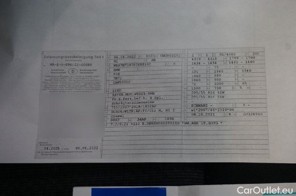 Bmw  Serie 1 Baureihe 1 Lim. 116 d 1.5 85KW AT7 E6d #25