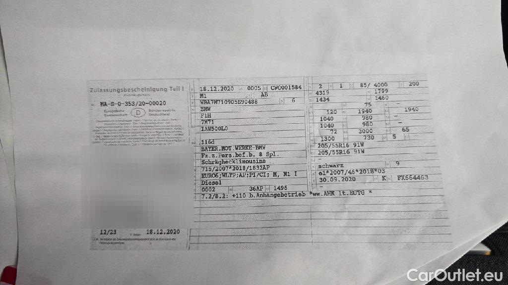 Bmw  Serie 1 Baureihe 1 Lim. 116 d 1.5 85KW AT7 E6d #29