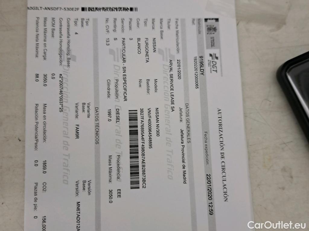  Nissan  NV300 NISSAN  / 2016 / 4P / furgón 2.0dCi 88kW (120CV) L2H1 1,2T Comfort #52